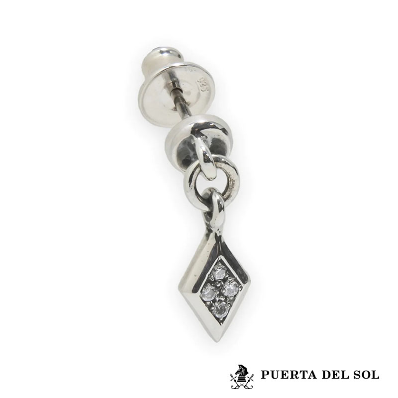 プエルタデルソル ダイヤ スウィング スタッドピアス シルバー950 クリアキュービックジルコニア ピアス 片耳用 1点売り メンズ ブランド PUERTA DEL SOL(4)