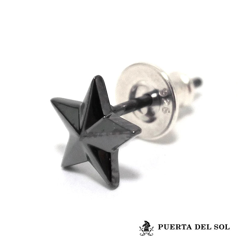 Rakuten - プエルタデルソル スモール スター スタッドピアス シルバー950 チタンコーティング ブラック 黒 星 ピアス 片耳用 1点売り メンズ ブランド PUERTA DEL SOL