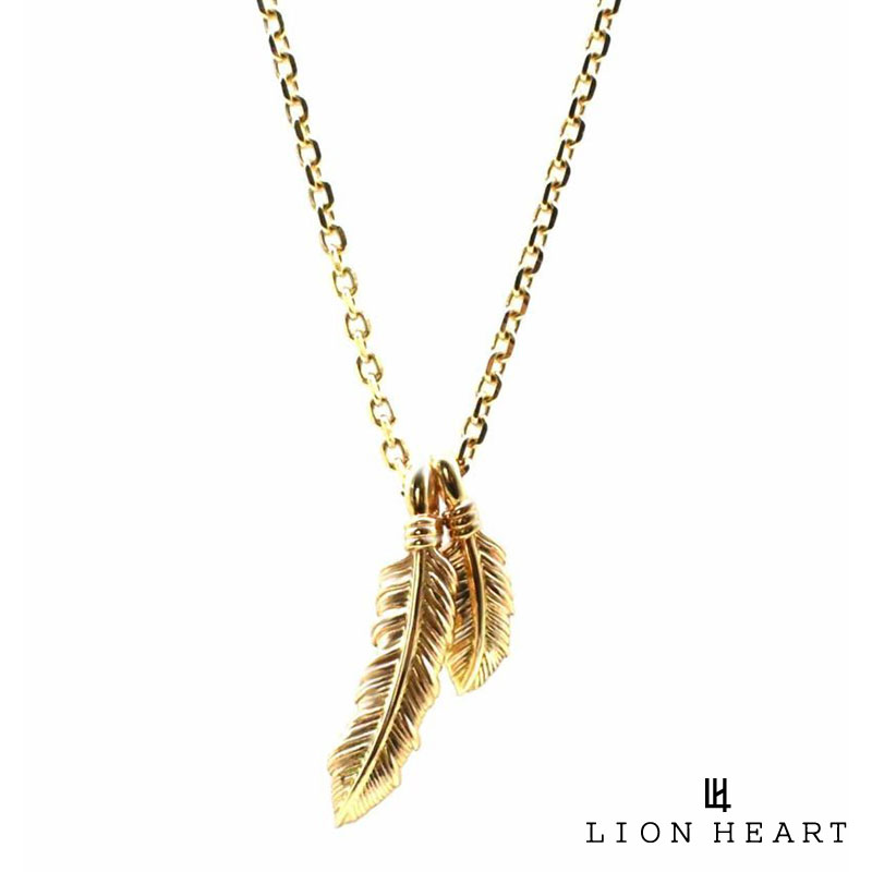 ライオンハート ツインフェザー プチ ネックレス K10ゴールド イエローゴールド 羽根 メンズ ブランド LION HEART