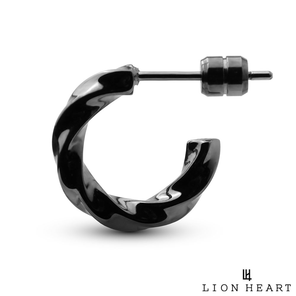ライオンハート ツイスト G型 フープピアス サージカルステンレス316L ライトブラック 片耳用 金属アレルギー対応 1点売り メンズ ブランド LION HEART