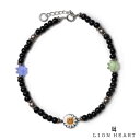 ライオンハート フラワー LEO アンクレット ブラックカラービーズ メンズ ブランド アンクレット 真鍮 LION HEART