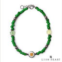 ライオンハート フラワー LEO アンクレット グリーンカラービーズ メンズ ブランド アンクレット 真鍮 LION HEART