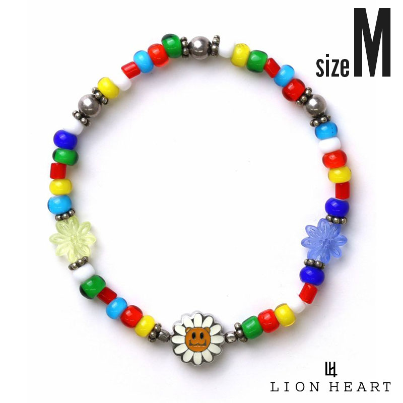 ライオンハート “LEO” フラワー ビーズ ブレスレット （ビーズ用ゴムタイプ） マルチカラー サージカル..