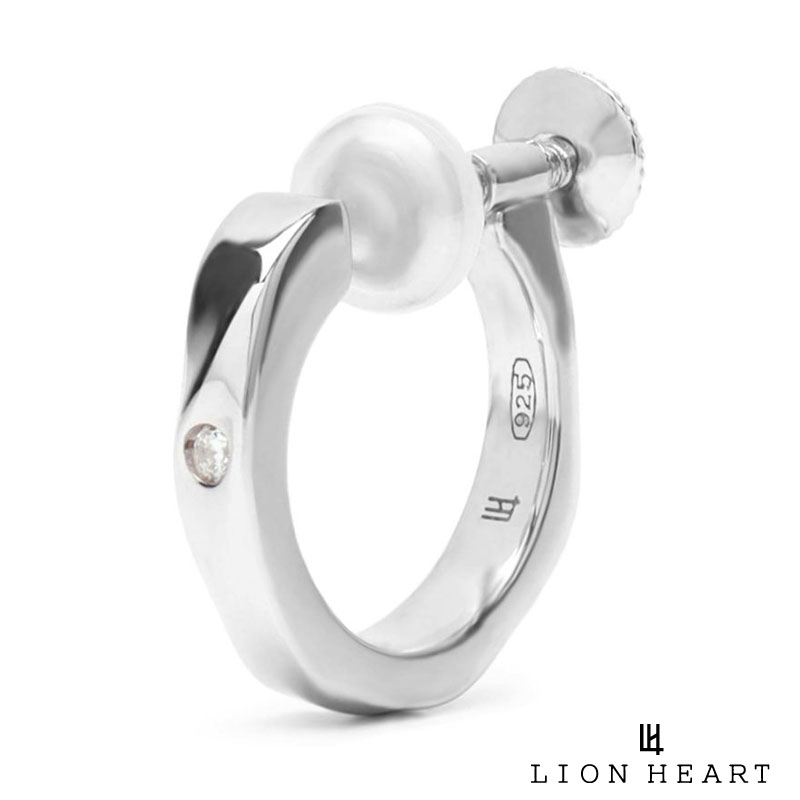 ライオンハート シルバー イヤリング ツイスト テクスチャー ジルコニア シルバー925 片耳用 1点売り メンズ ブランド LION HEART
