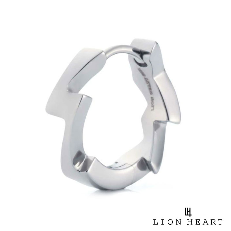 ライオンハート LH-1 サンダーボルト フープピアス サージカルステンレス316L シルバー 金属アレルギー対応 片耳用 1点売り メンズ ブランド LION HEART