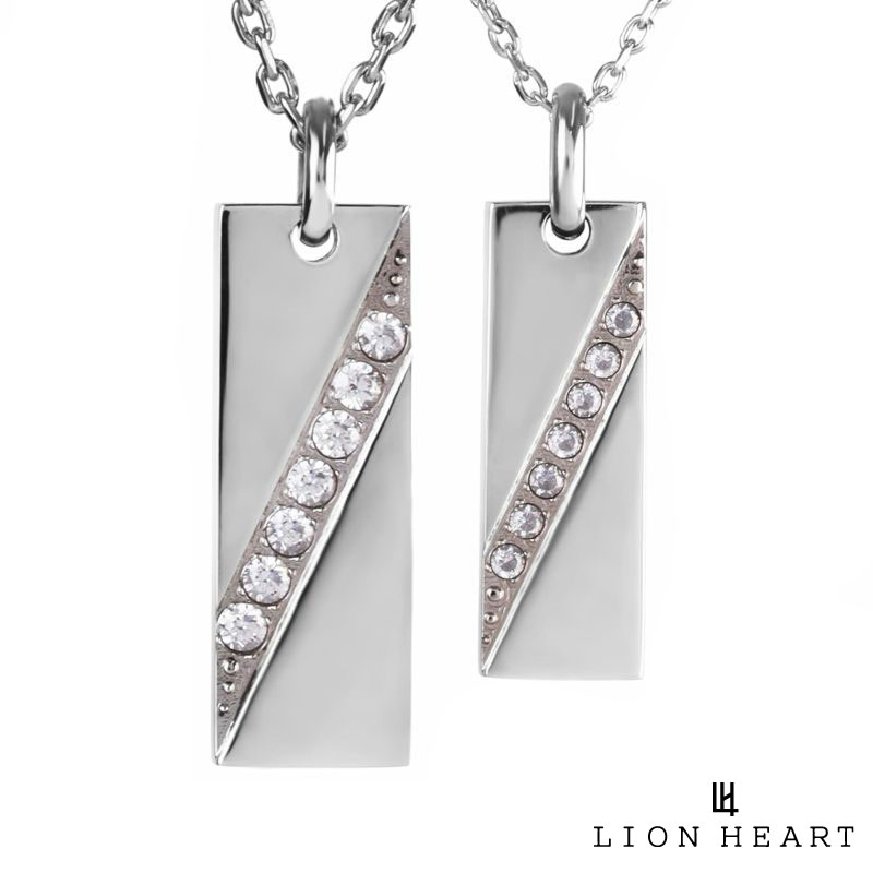 ライオンハート LH-1 ジェム プレート ペアネックレス サージカルステンレス316L ジルコニア メンズ レディース ブランド カップル 記念日 LION ...