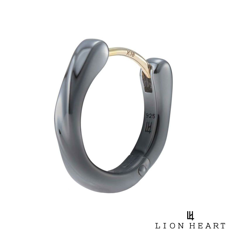 ライオンハート for Gift クラッチピアス ツイストテクスチャー シルバー925 ライトブラック Mサイズ ..