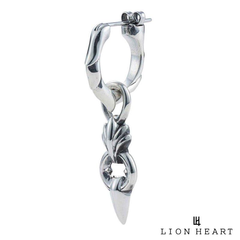 ライオンハート HOWL クロッシングピアス ファングドドロップ シルバー925 フープ ピアス フープピアス 片耳用 1点売り メンズ ブランド LION HEART
