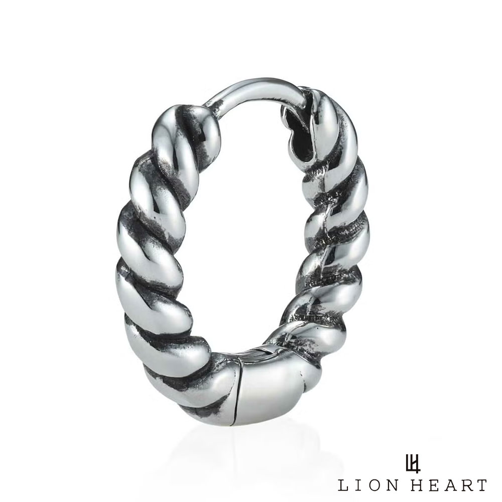 もうすぐ終了！クーポンで10％OFF 26日1時59分まで ライオンハート LH-1 ツイスト ロープ ピアス サージカルステンレス 金属アレルギー対応 フープピアス シルバー 片耳用 1点売り メンズ ブランド