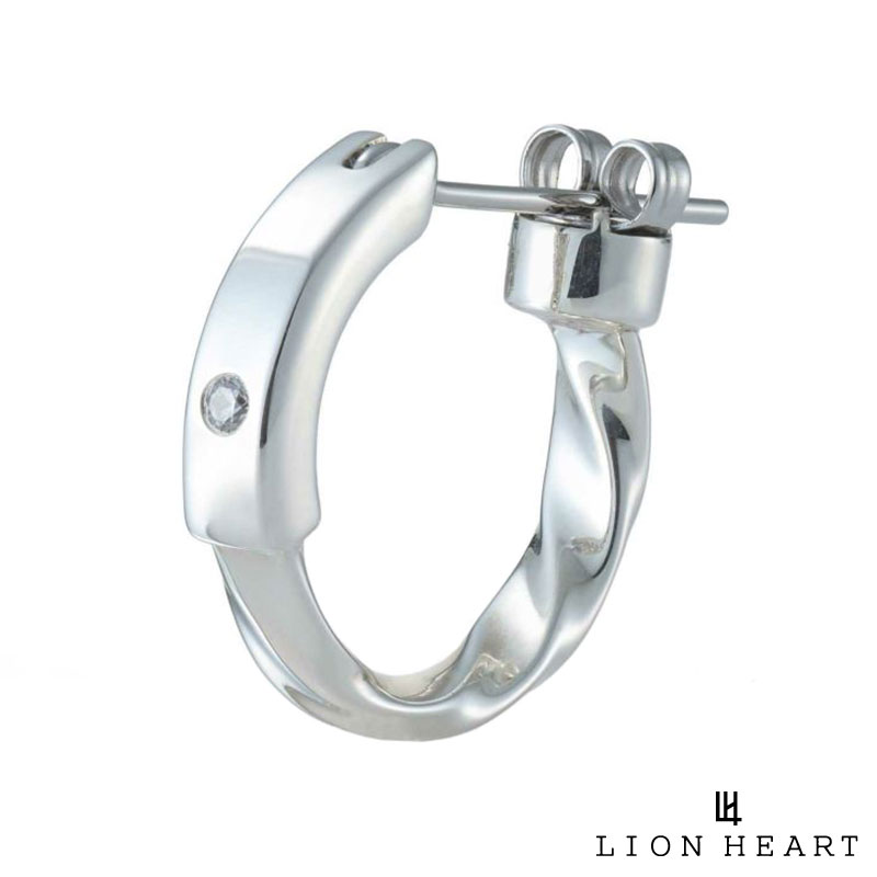 ライオンハート for Gift クロッシングピアス ハーフ ツイスト シルバー925 フープ ピアス フープピアス 片耳用 1点売り メンズ ブランド LION HEART