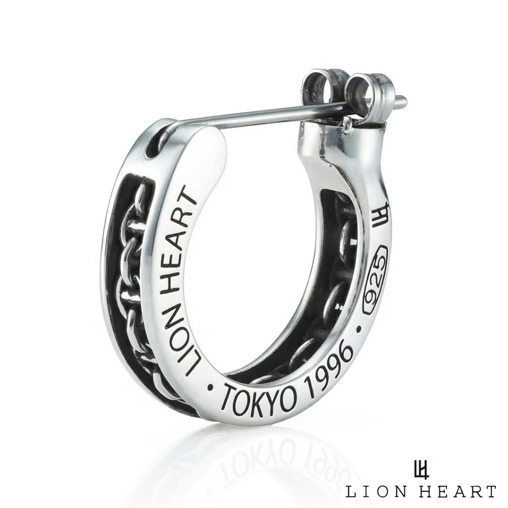 もうすぐ終了！クーポンで10％OFF 26日1時59分まで ライオンハート for Gift クロッシングピアス フレーム アンカーチェーン シルバー925 フープ ピアス フープピアス 片耳用 1点売り メンズ ブランド