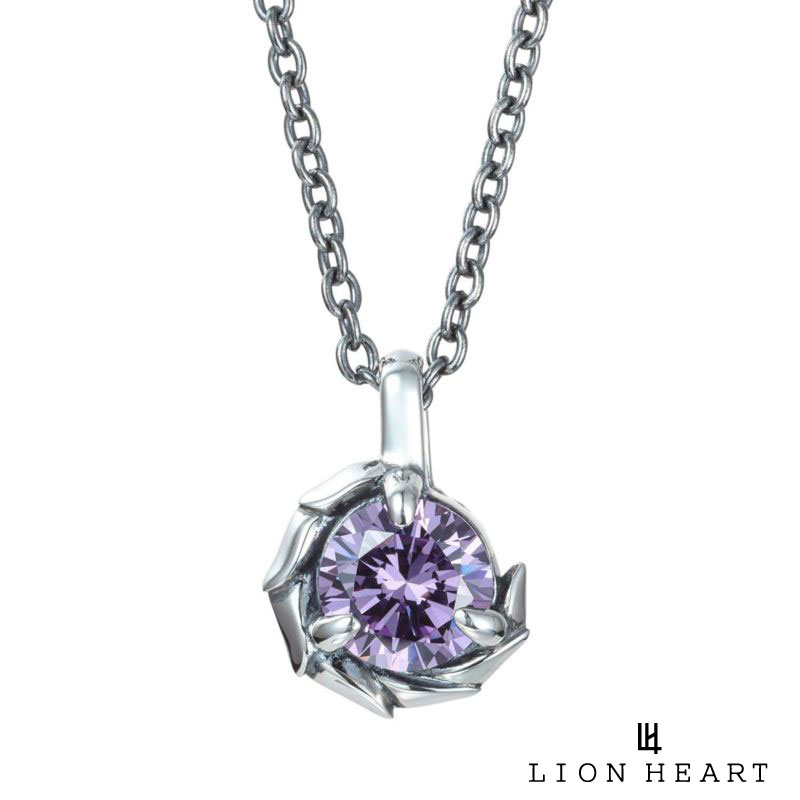 もうすぐ終了！クーポンで10％OFF 16日23時59分まで ライオンハート HOWL タテガミ サイドシルバー ネックレス 2月 バースカラーストーン シルバー925 誕生石カラー メンズ ブランド LION HEART