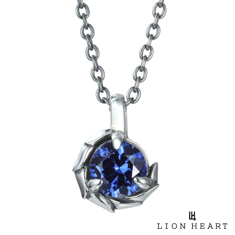 もうすぐ終了！クーポンで10％OFF 16日23時59分まで ライオンハート HOWL タテガミ サイドシルバー ネックレス 9月 バースカラーストーン シルバー925 誕生石カラー メンズ ブランド LION HEART
