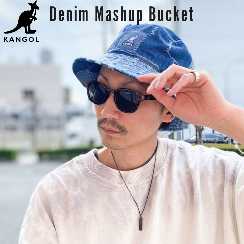 JS[ KANGOL fj }bVAbv oPbgnbg xnbg pb`[N Denim Mashup Bucket K戵 Y fB[X uh