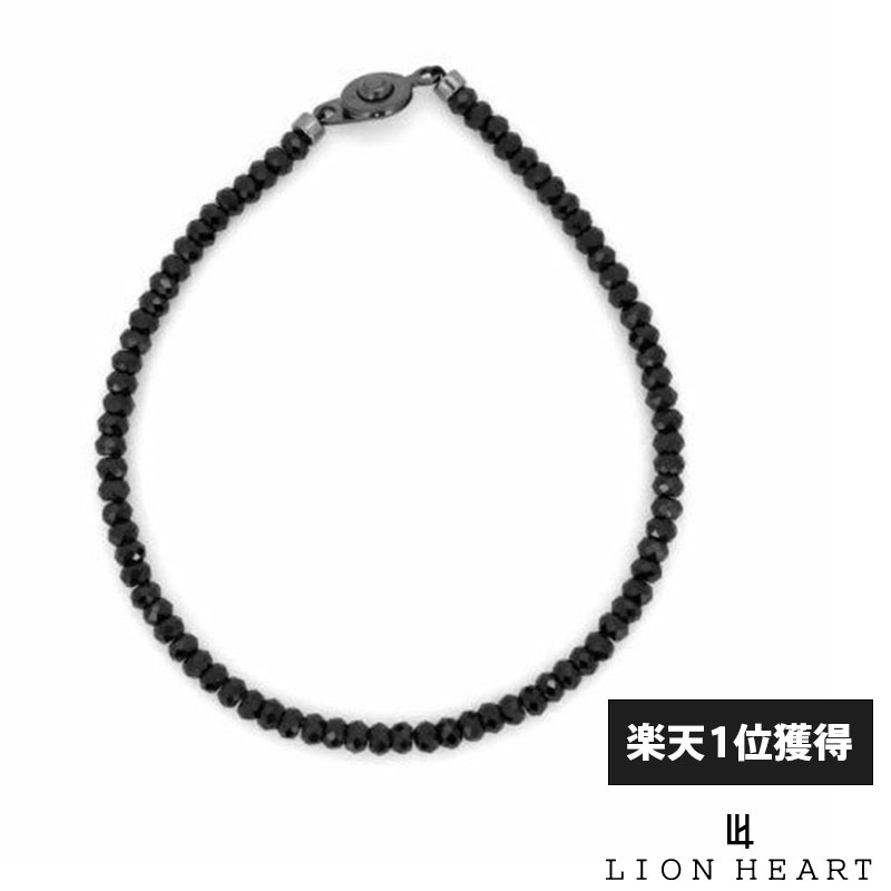 LION HEART ブレスレット  メンズ ライオンハート ブラックスピネル ブレスレット スモールストーン メンズ ブランド ビーズブレスレット 天然石 LION HEART