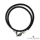 ライオンハート 槌目 ブレスレット レザーコード シルバー925 牛革 本革 メンズ ブランド LION HEART