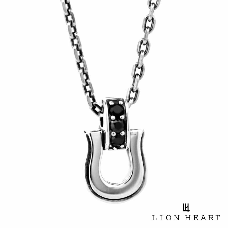 ライオンハート ラック ラージ ネックレス シルバー925 ブラックジルコニア ホースシュー 馬蹄 メンズ ブランド LION HEARTのサムネイル