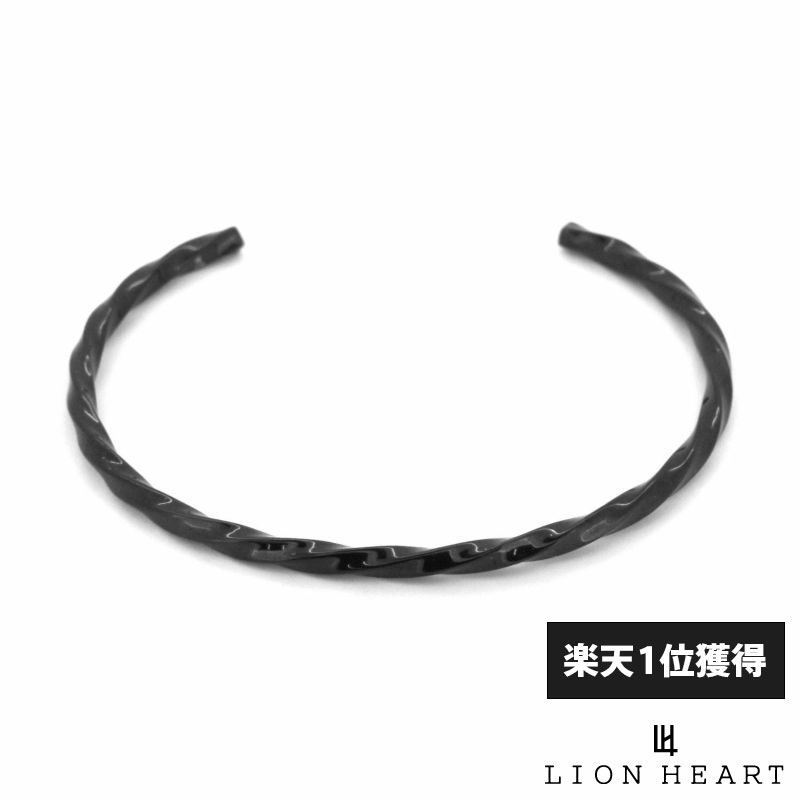 【GWフェア 10％OFF】 ライオンハート トライバングル ツイスト サージカルステンレス ブラック 黒 メンズ ブランド LION HEART