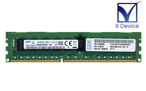 00D5038 IBM 8GB DDR3-1600 PC3L-12800R ECC Registered 1.35V 240pin SAMSUNG M393B1G70QH0-YK0【中古メモリ】 00D5038 IBM 8GB DDR3-1600 PC3L-12800R ECC Registered 1.35V 240pin SAMSUNG M393B1G70QH0-YK0【中古メモリ】