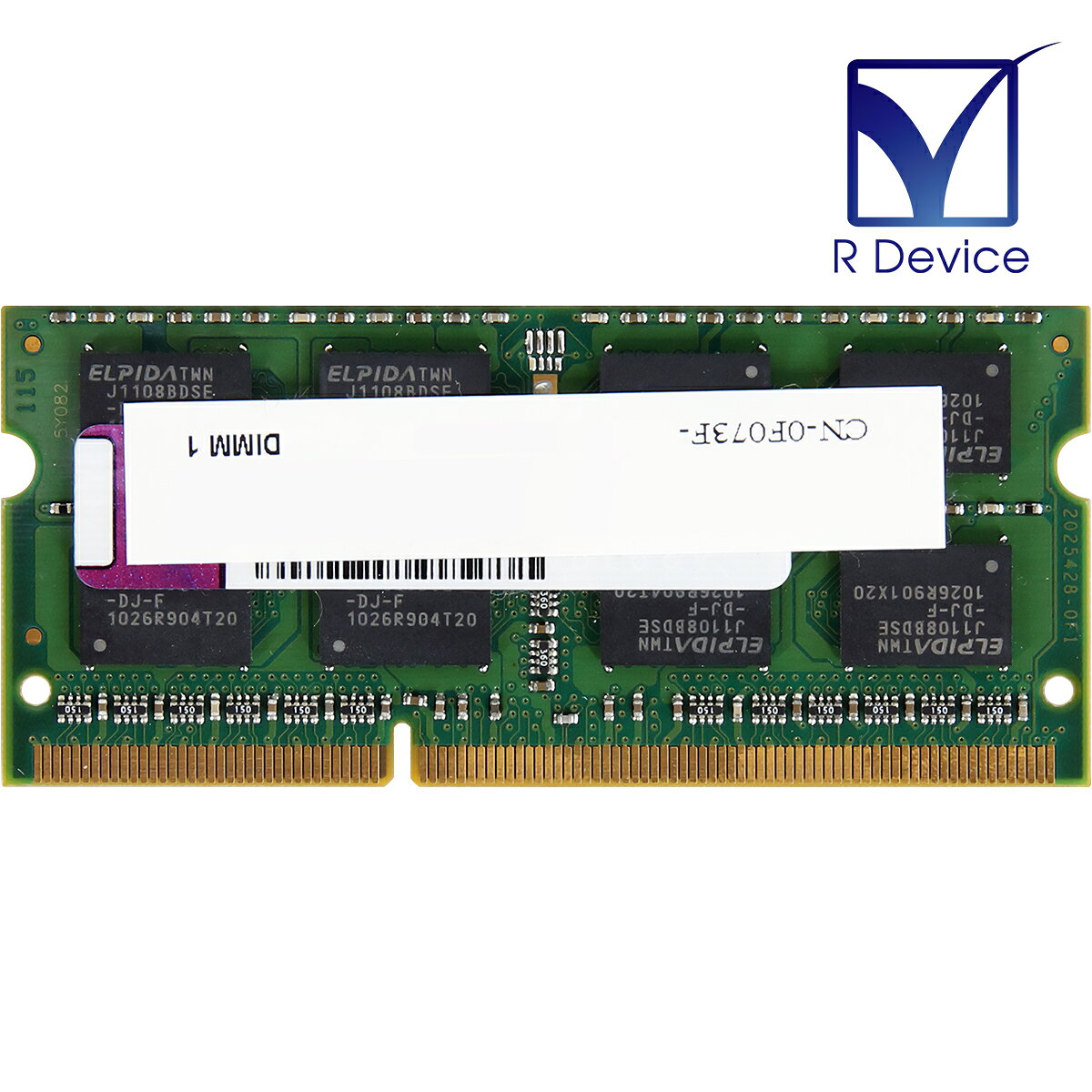 0F073F Dell 2.0GB DDR3-1333 PC3-10600S non-ECC Unbuffered 1.35V 204-Pin SDRAM SO-DIMM【中古メモリ】