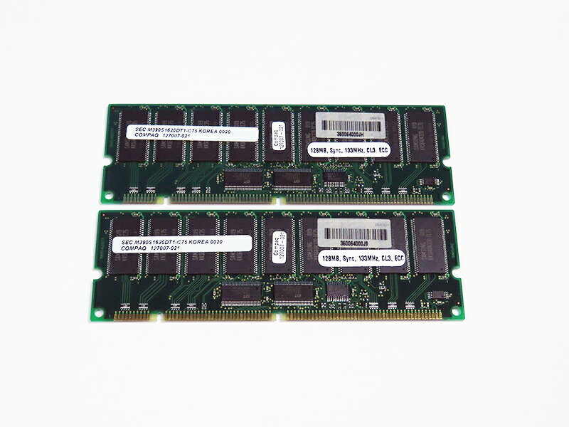 127007-021 COMPAQ 256MB(128MBx2) PC133R CL3 ECC DIMM SAMSUNG M390S1620DT1-C75【中古】
