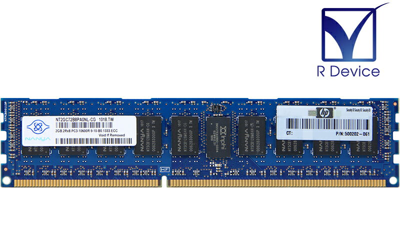 500202-061 Hewlett-Packard Company 2GB DDR3-1333 PC3-10600R ECC Registered 1.5V 240-Pin Nanya Technology Corporation NT2GC72B8PA0NL-CGť