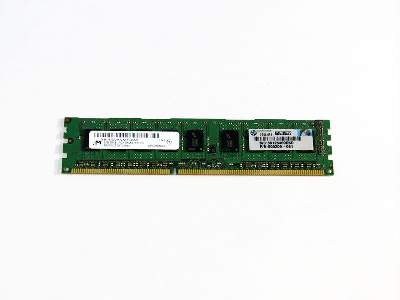 500209-061 HP 2GB DDR3 PC3-10600 ECC Micron MT18JSF25672AZ-1G4G1ZE【中古】