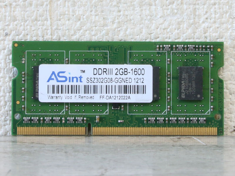 SSZ302G08-GGNED ASint Technology 2GB PC3-12800S DDR3-1600 SODIMM 204pin【中古】