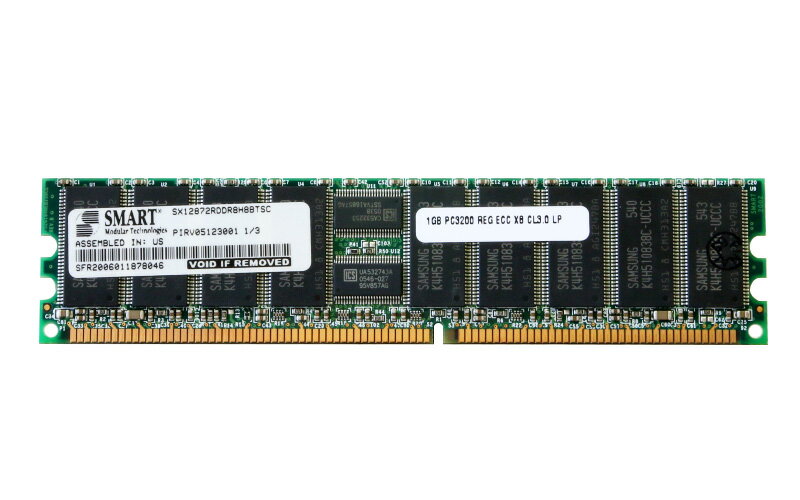 SX12872RDDR8H8BTSC Smart SX 1GB PC3200 CL3 18c 64x8 DDR DIMM Registered ECC 184pin【中古】