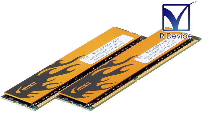 W3U1600HQ-4G/N Elixir Memory 8GB (4GB 2) DDR3-1600 PC3-12800 non-ECC Unbuffered 240pin【中古メモリ】