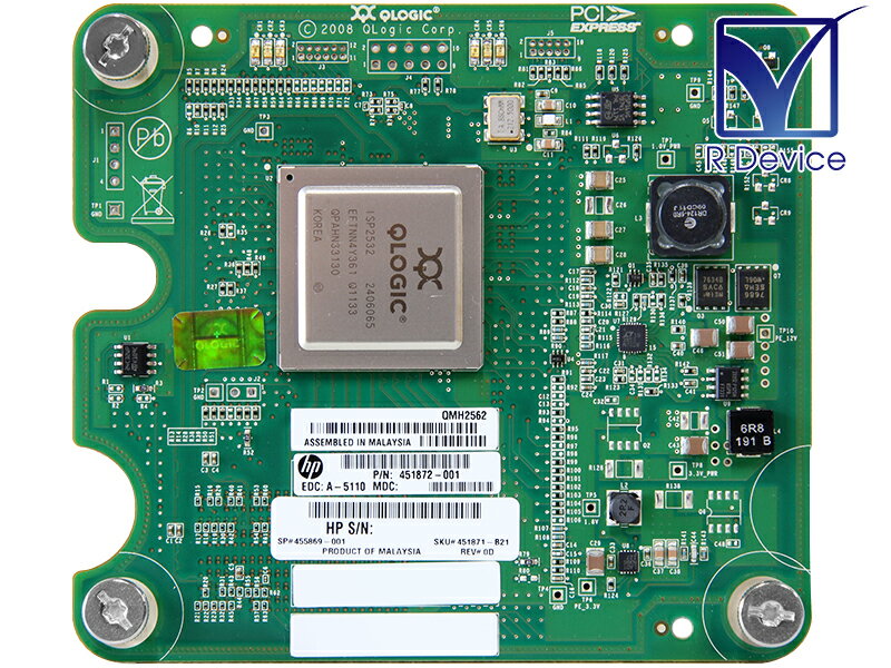 451872-001 Hewlett-Packard Company 8Gb/s ファイバーチャネル ホストバスアダプタ QLogic Corporation QMH2562 ISP2532【中古】
