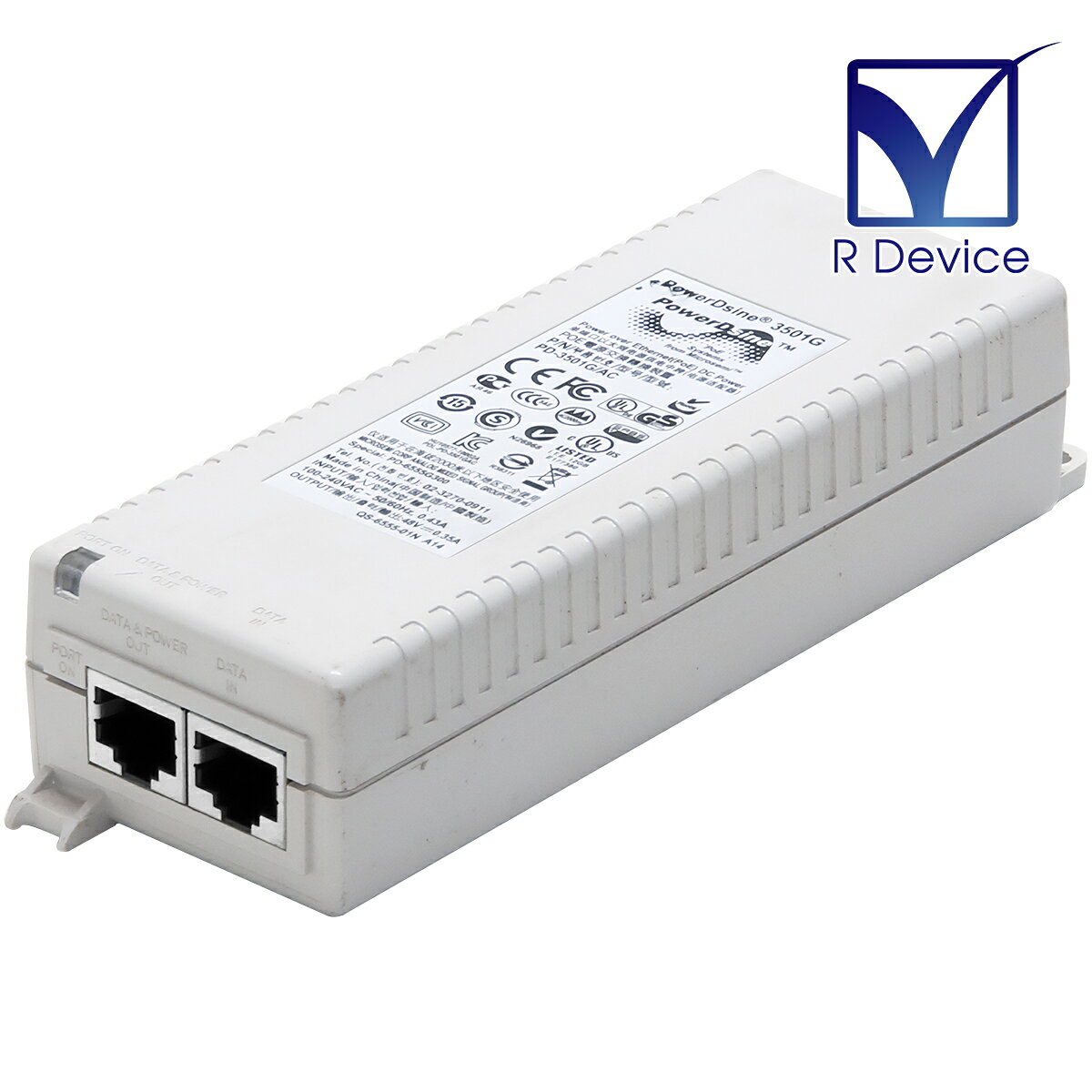 Microsemi Corporation - PD-3501G/AC 802.3af 準拠 シングルポート ギガビッド PoE インジェクタ 動作確認済 中古品 です。 取扱説明書 ゴム足 等は、付属していません。 キズ 汚れ 経年による使用感 等がございますことを、予めご了承ください。 事業者名 Microsemi Corporation 製品型番 PD-3501G/AC JANコード - ポート数 1 データレート 10/100/1000 Mb/s コネクター RJ-45 EIA 568A 568Bシールド 付 外形寸法 (W) 51.8 mm 外形寸法 (H) 34.7 mm 外形寸法 (L) 159 mm 本体 質量 200 g 付属品 電源ケーブル 検索用ワード Microchip Technology Incorporated N-PoE-154, 494-PD-3501G/AC, PD-3501G/-AC-JP