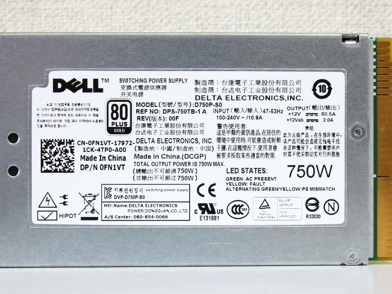 0FN1VT DELL PowerEdge R510�� �Ÿ���˥å� Delta Electronics DPS-750TB-1 750W������Ÿ���˥åȡ�