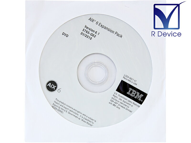 IBM Corporation LCD8-0827-07 5765-G62 09/2010 AIX 6 Expansion Pack V6.1 DVD-ROM版 この商品は、未開封品, 未使用品 です。 パッケージに、擦りキズ 等の使用感があります。 メーカー International Business Machines Corporation DVDROM番号 LCD8-0827-07 プログラム番号 5765-G62 バージョンリリース 6.1 テクノロジーレベル TL07 媒体 DVD-ROM カテゴリー Power Systems (System i/ System p) 付属品 DVD-ROM 本体のみです。