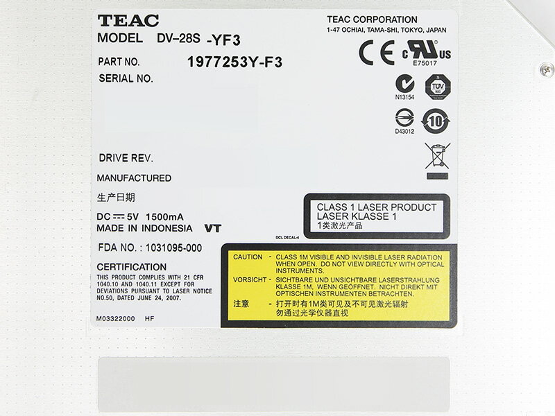 PYBDV111 �ٻ��� PRIMERGY TX120 S3 ���� ��¢ DVD-ROM��˥å� Serial ATA ������³ TEAC Corporation DV-28S-YF3�����DVD-ROM�ɥ饤�֡�