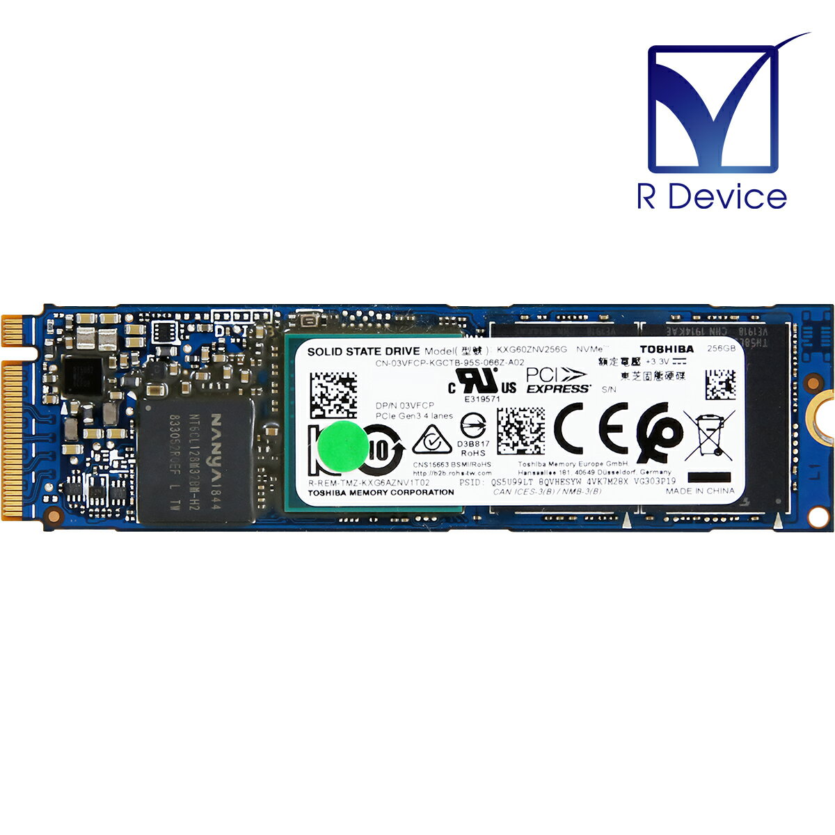 03VFCP Dell 256.0GB NVMe M.2 2280 SSD Toshiba Memory Corporation KXG60ZNV256G【中古ソリッドステ..