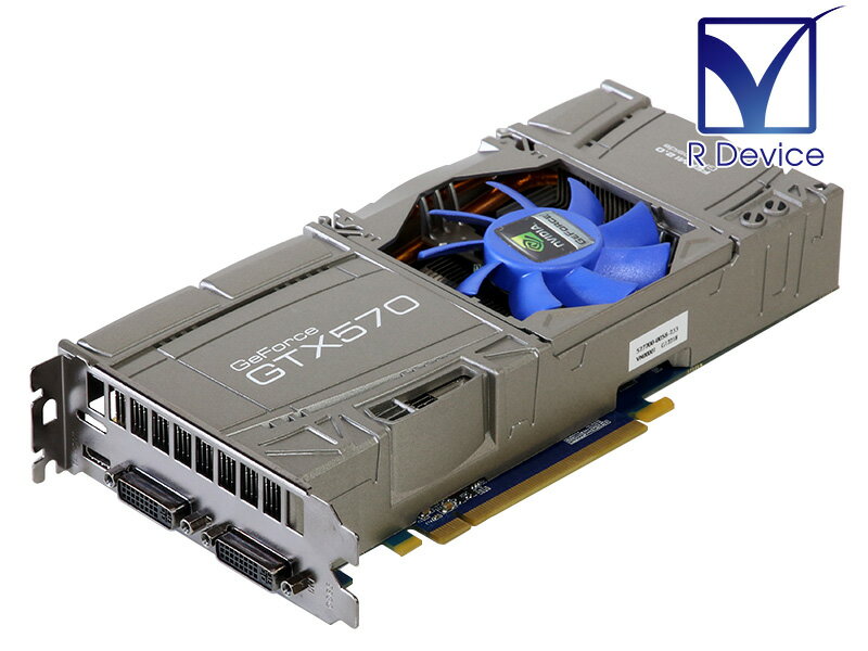 玄人志向 GeForce GTX 570 1280MB DualLink DVI-I 2/mini-HDMI PCI Express 2.0 x16 GF-GTX570-E1280HW/FJ【中古ビデオカード】