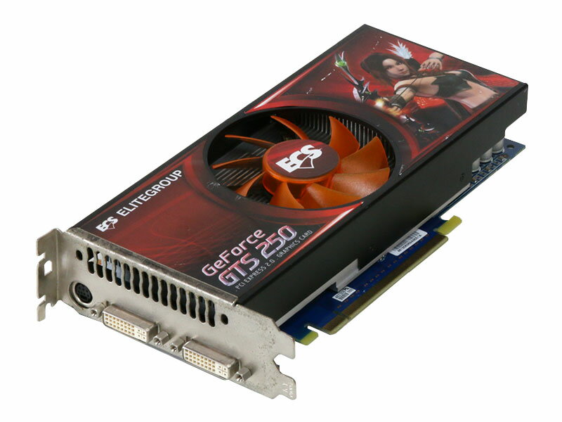 ECS GeForce GTS 250 1GB DVI *2/TV-out PCI Express x16 NGTS250-1GMX-F【中古グラフィックボード】