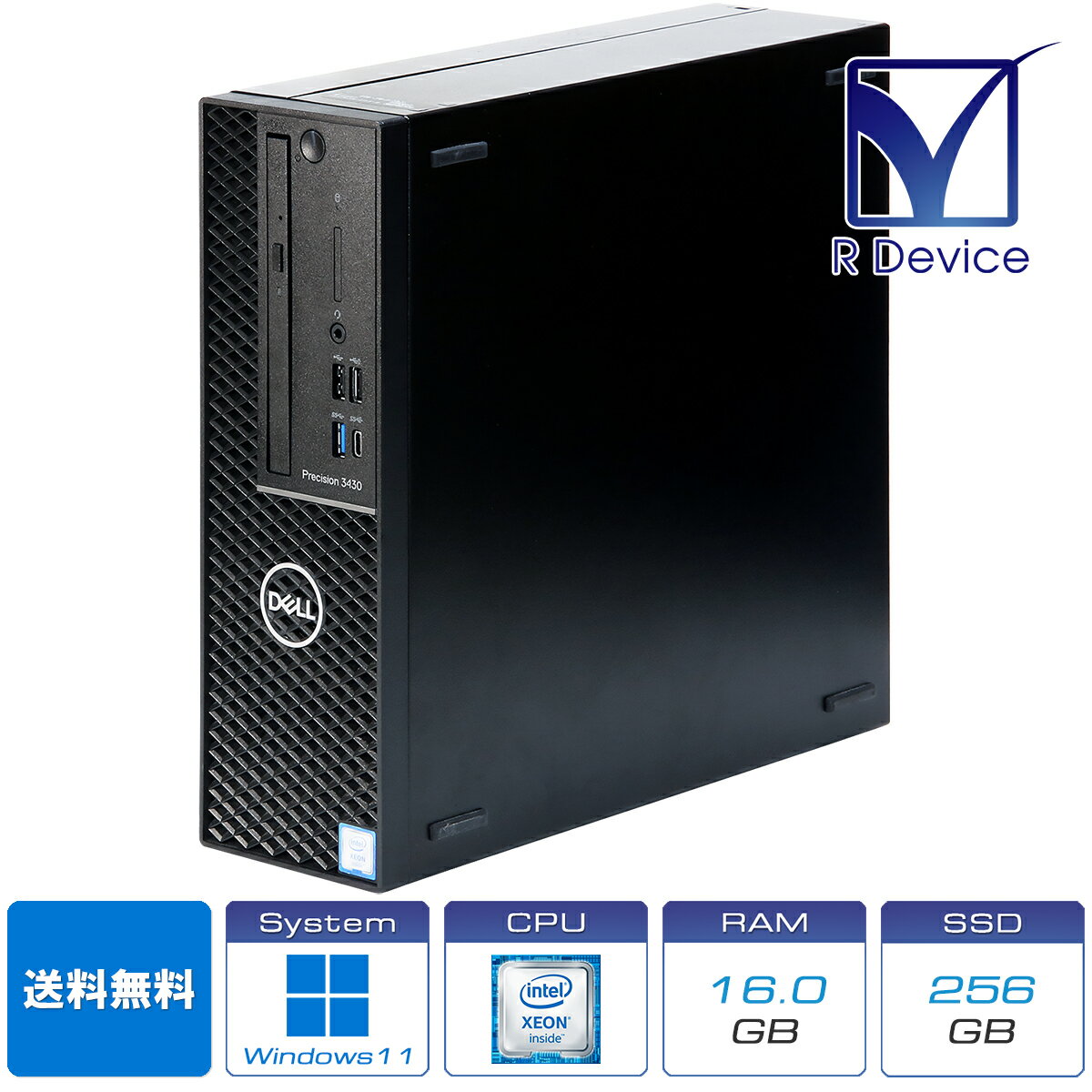 Dell Precision 3430 Small Form Factor Xeon E-2124 Processor/16.0GB/256.0GB SSD/1.0TB/Quadro P620/Windows 11 Pro for Workstations【中古ワークステーション】