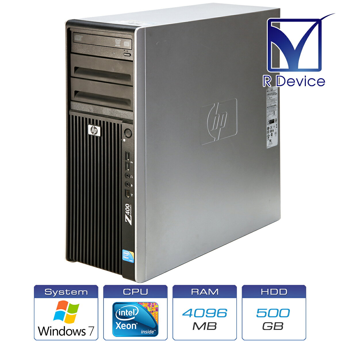 HP Z400 Workstation WJ128EC Xeon Processor W3520/4.00GB/500.0GB *2/NVS 295/Windows 7 Professional 64-bit SP1/後期/空冷
