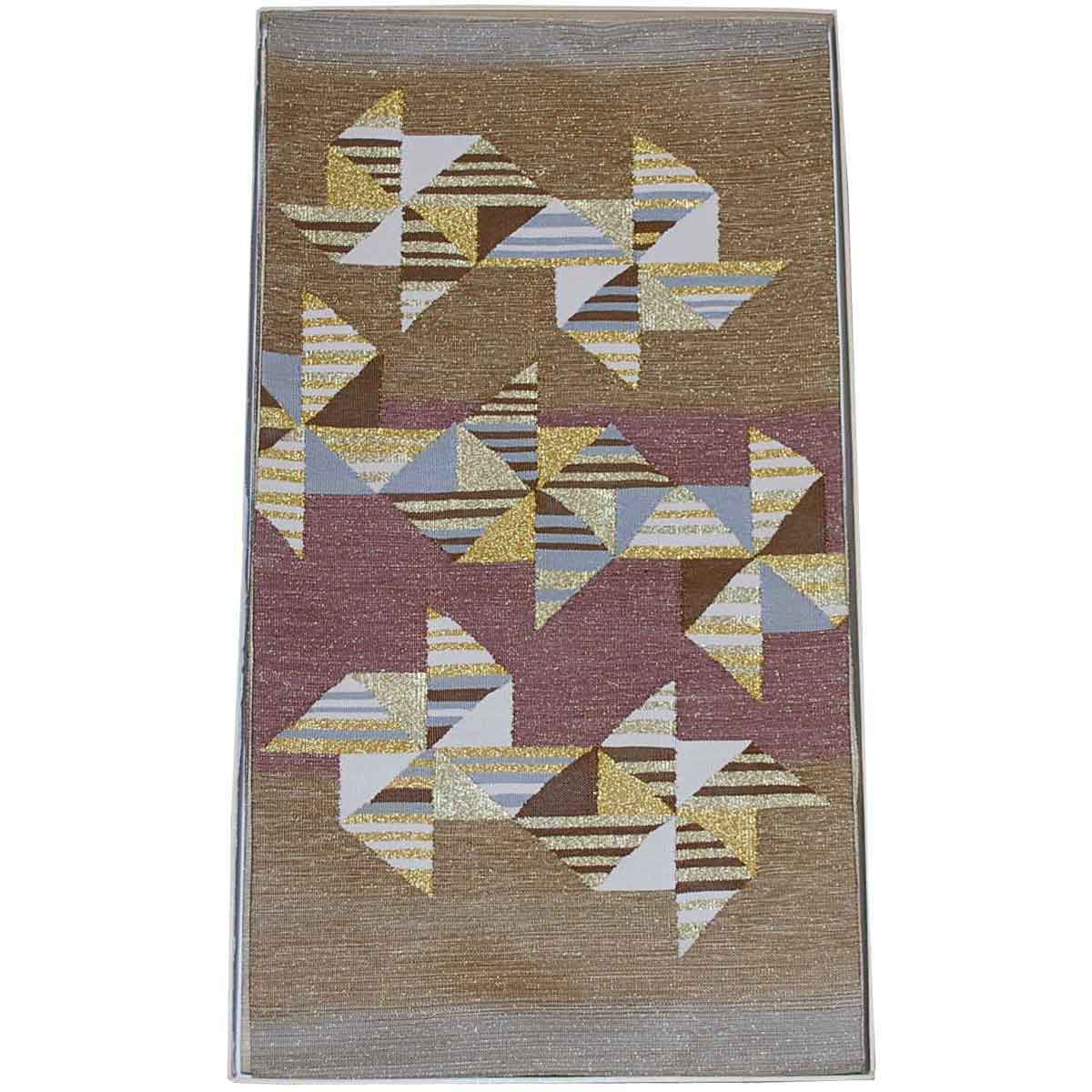 袋帯 帯 綴れ織り つづれ 柔らかい 締めやすい シルク 正絹 風車 お太鼓 お茶会 小紋 紬 大島 御召 上品 カジュアル 新品 ベージュ エンジ 金 福袋