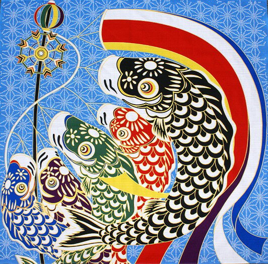 【 こいのぼり タペストリー 棒セット 】端午の節句 綿 二巾(約75cm巾) タペストリー [ 鯉のぼり 風呂敷 ふろしき 室内 室内用 五月人形 ミニ コン...