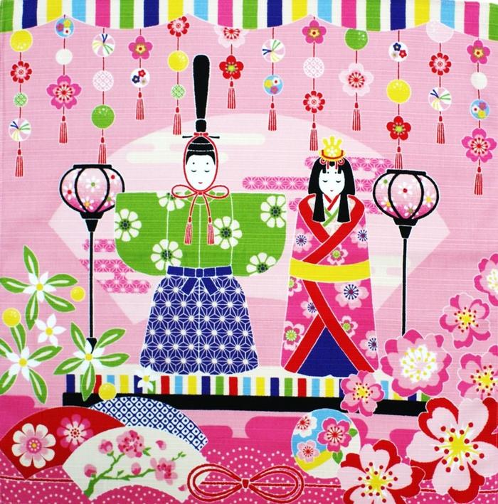 【 風呂敷 】 ひな祭り タペストリー さとうひろみ 立雛 綿 小風呂敷（約50cm巾）[ タペスト ...