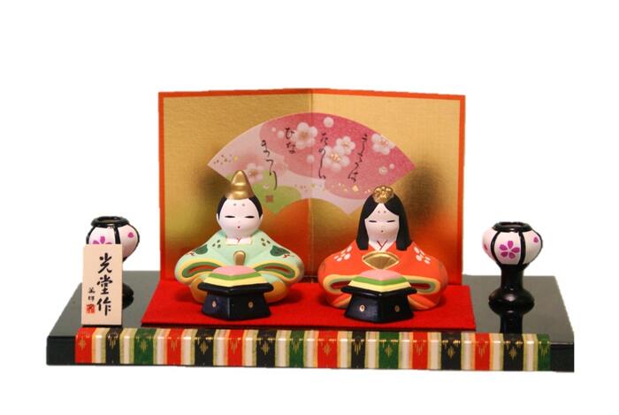 【ひな祭り 飾り 置物】錦彩 親王飾り雛 [ お雛様 ひなまつり 雛祭り ひな 雛人形 ミニ コンパクト 3月 季節 四季 和風 季節 四季 インテリア 陶器 かわいい 2331 ]