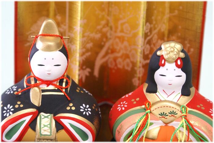 雛人形 コンパクト お雛様 ミニ ★ 錦彩 華みやび雛 金屏風付[ ひなまつり 雛祭り かわいい 雛人形 桃の節句 3月 和風 インテリア 陶器 おしゃれ 小さい 2449 日本製]