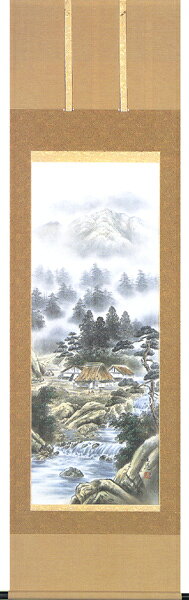 掛け軸 掛軸（かけじく）四神相応山水図（棚橋 玄道） 全国送料無料無料 代引き手数無料