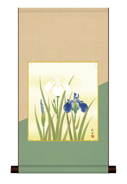 色紙掛け　花鳥画　夏飾り　菖蒲　紙色セット　平安純綿デザイン色紙掛　受注生産品