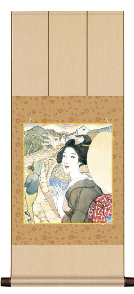 色紙掛け　竹久　夢二　眼鏡橋　紙色セット　八坂緞子色紙掛　"受注生産品""竹久夢二眼鏡橋紙色セット..