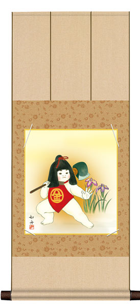 色紙掛け 端午の節句画 金太郎 紙色セット 八坂緞子色紙掛 "受注生産品""画金太郎紙色セット八坂緞子色紙掛"