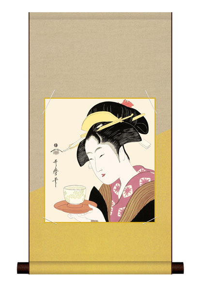 色紙掛け　浮世絵　美人画　難波屋おきた　紙色セット　平安純綿デザイン色紙掛　受注生産品